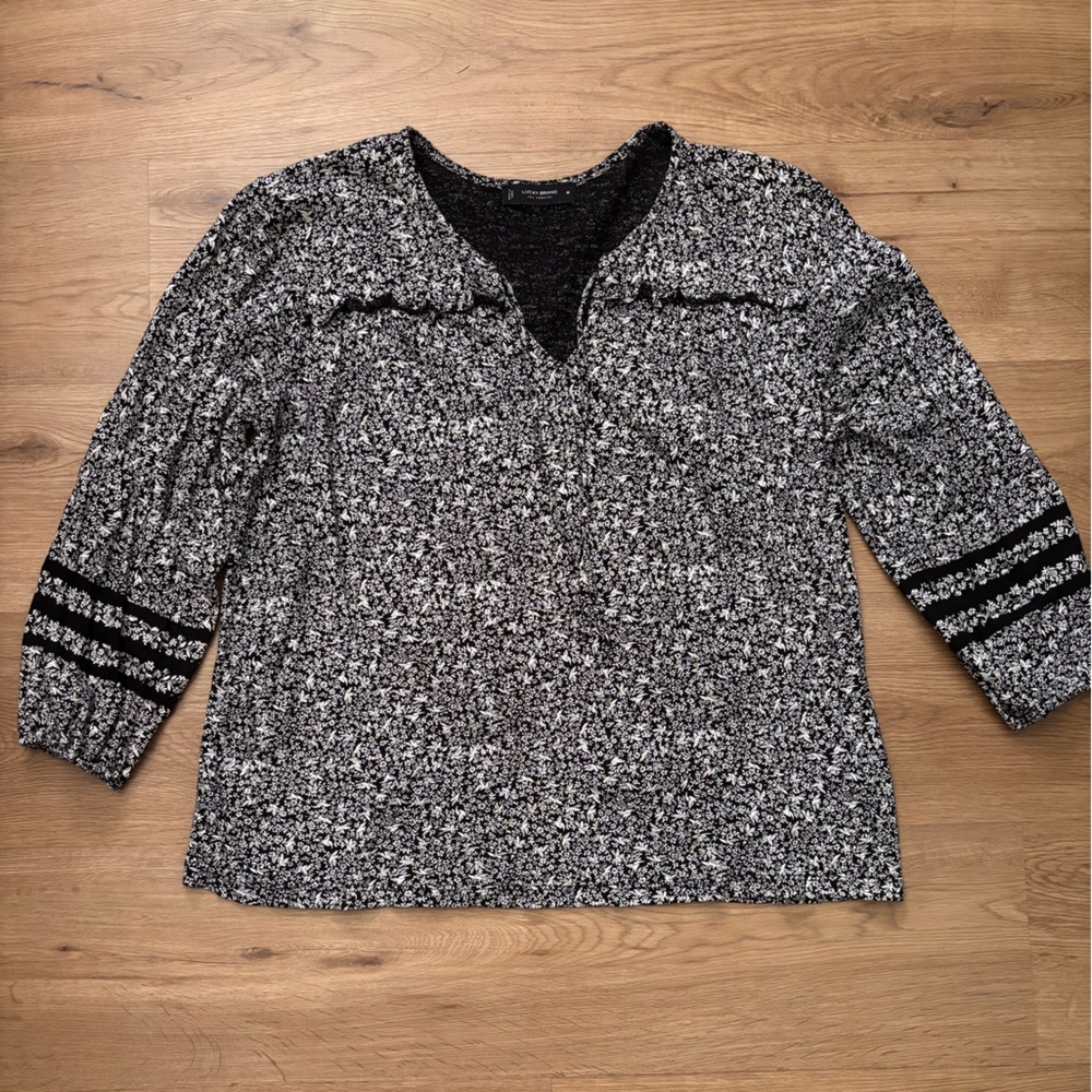 Lucky Brand Black and White Patterned Blouse